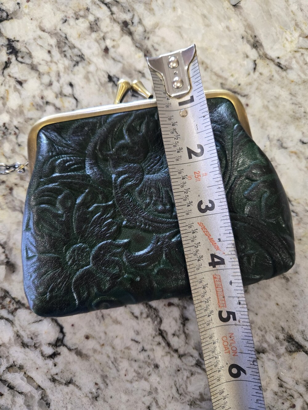 Patricia Nash Green Embossed Leather Kiss-Lock Coin Purse - Picture 11 of 11